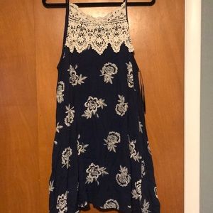 Navy blue embroidered blouse